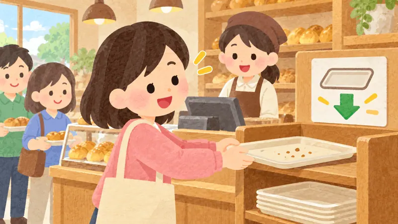Bread and milk being chosen at a bakery
